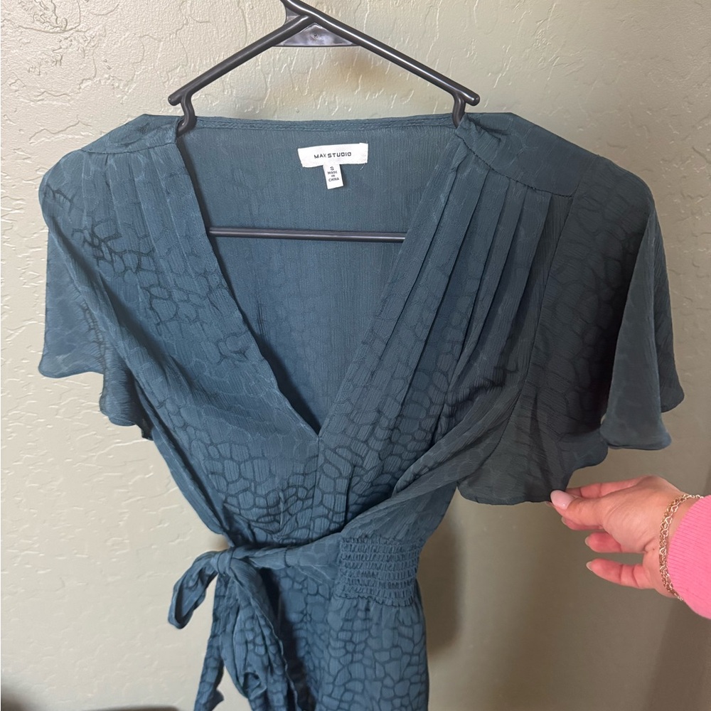 Max Studio Teal Wrap Blouse